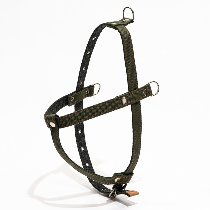 Шлейка брезентовая на фетре многоразмерная, 2,5 см, ОШ 44-68, ОГ 46-80 см, тёмно-зелёная Шлейка брезентовая на фетре многоразмерная, 2,5 см, ОШ 44-68, ОГ 46-80 см, тёмно-зелёная