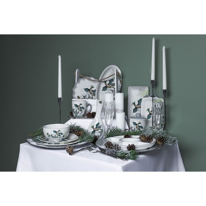 Блюдо сервировочное Доляна &laquo;Дракоша&raquo;, 28&times;12&times;3,2 см, цвет белый