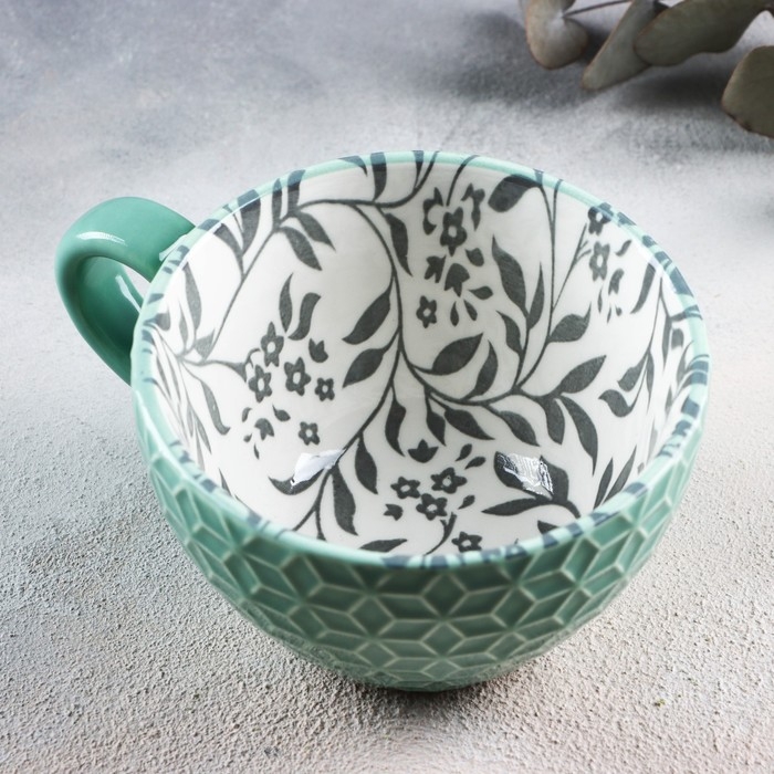 Кружка керамическая &laquo;Листья&raquo;, 290 мл, цвет зелёный