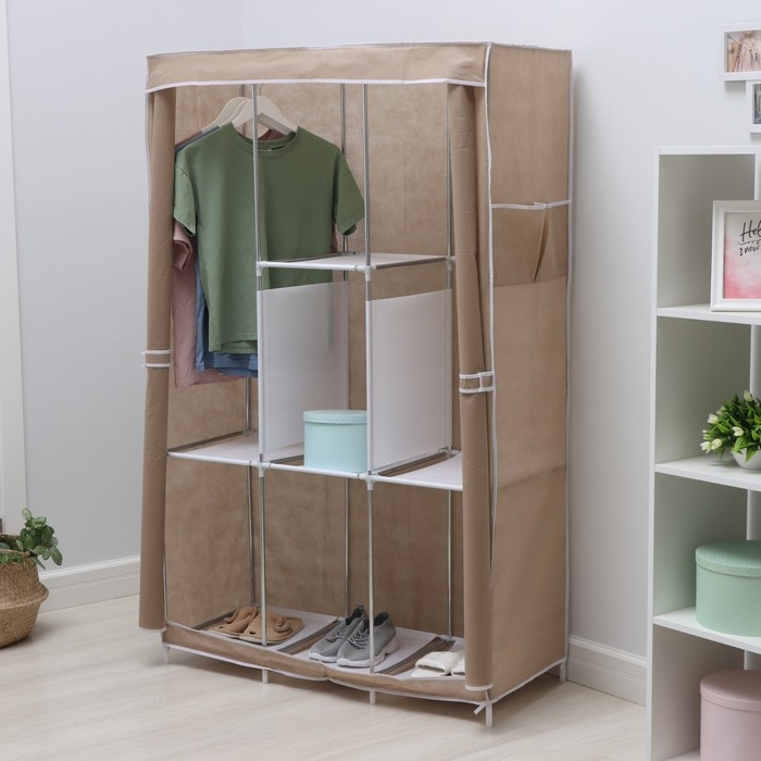 Шкаф тканевый каркасный, складной LaDо́m, 103&times;45&times;165 см, цвет бежевый