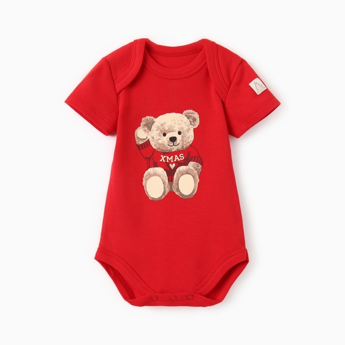 Боди Крошка Я "Новогодние медвежата", рост 68-74 см, красный
