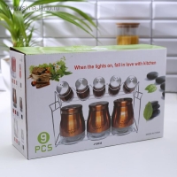 Набор банок стеклянных для сыпучих продуктов &laquo;Стиль&raquo;, 28&times;12&times;31 см, на подставке, 8 шт, цвет бронзовый