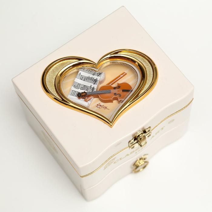 Шкатулка пластик музыкальная механическая Шкатулка пластик музыкальная механическая "Комод" белый 11х13,3х11,5 см