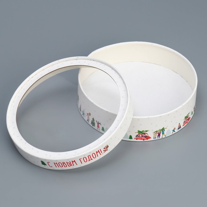 Коробка для макарун тубус с окном &laquo;С Новым годом&raquo;, 20 х 20 х 5 см, Новый год
