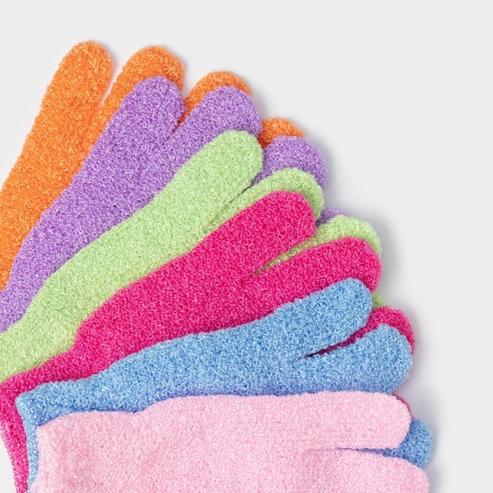 Мочалка-перчатка массажная Доляна, 14&times;18 см, однотонная, цвет МИКС