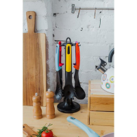 Набор кухонных принадлежностей Доляна &laquo;Монпансье&raquo;, 6 предметов, на подставке, цвет МИКС