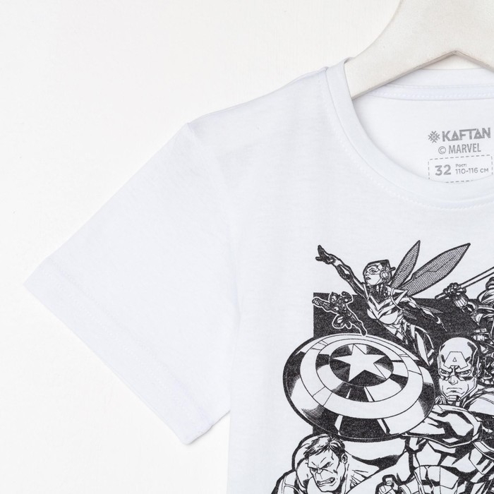 Футболка детская Мстители, рост 122-128, белый