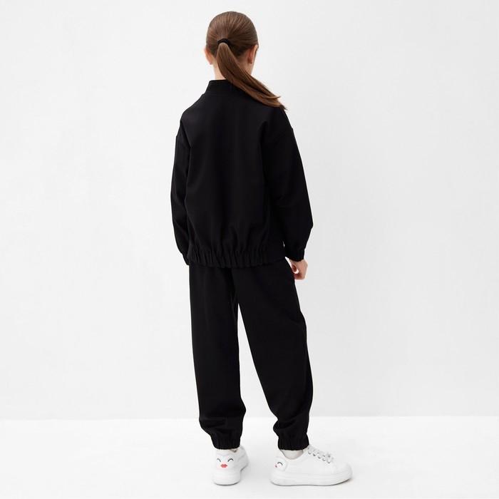 Бомбер для девочки MINAKU: Casual Collection KIDS, цвет чёрный, рост 128 см