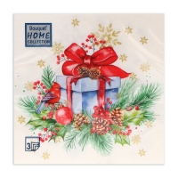 Новогодние салфетки бумажные Home Collection Сlassic &laquo;Подарок на Новый год&raquo;, 3 слоя, 33х33 см, 20 шт