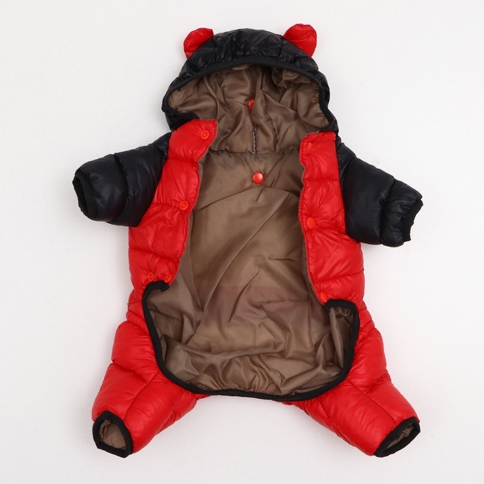 Комбинезон Комбинезон "Медвежонок", размер 14 (ДС 32 см, ОГ 42 см, ОШ 31 см), чёрно-красный