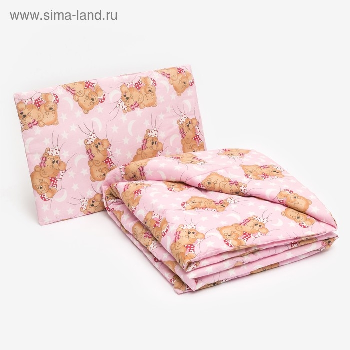 Комплект в кроватку для девочки: одеяло 110х140см, подушка 40х60см, МИКС, бязь, синтепон