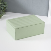 Шкатулка кожзам для украшений "Стёганная. Полоски" серо-зелёная 14х20х8 см Шкатулка кожзам для украшений "Стёганная. Полоски" серо-зелёная 14х20х8 см