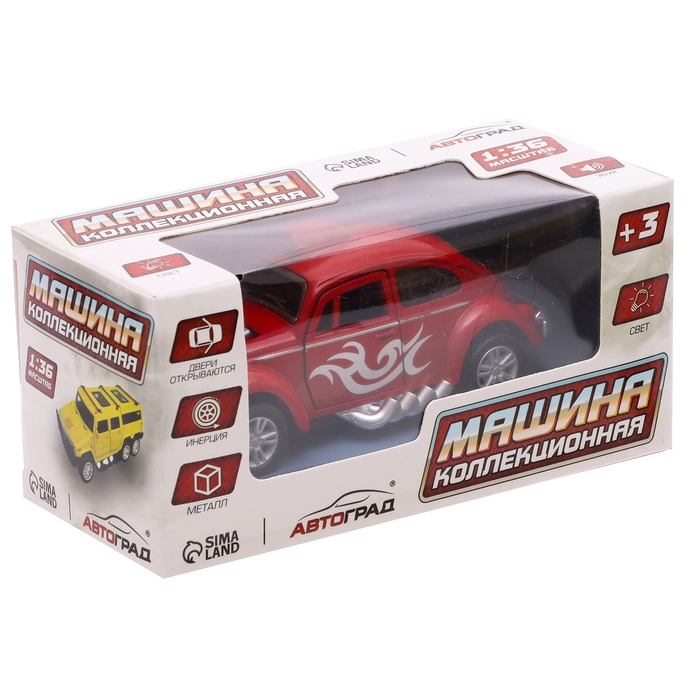 Машина металлическая, световые и звуковые эффекты, открываются двери, инерция, цвет МИКС Машина металлическая, световые и звуковые эффекты, открываются двери, инерция, цвет МИКС