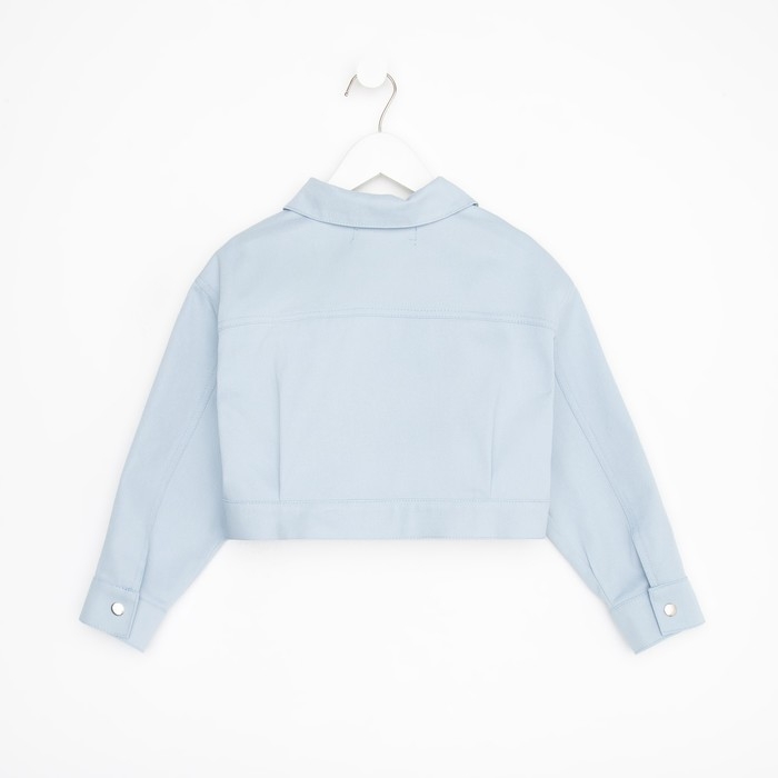 Рубашка для девочки джинсовая, укороченная KAFTAN, размер 34 (122-128 см), цвет голубой