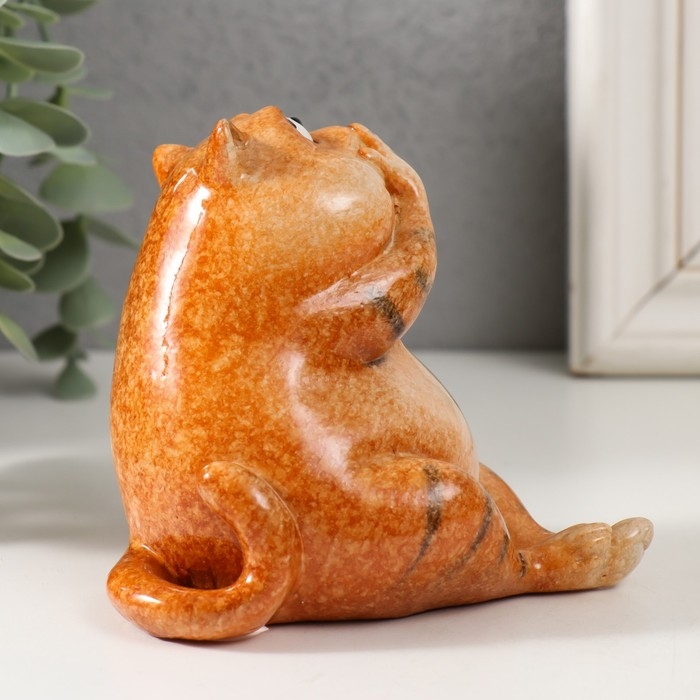 Сувенир полистоун лак "Рыжий кот молчун" 9,2х7х11,5 см