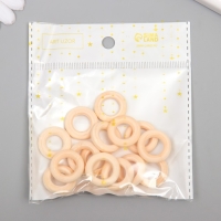 Декор для творчества дерево "Колечки" набор 15 шт натуральный 2х2 см