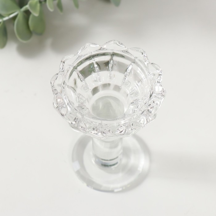 Подсвечник стекло на 1 свечу Подсвечник стекло на 1 свечу "Мельпомени" d=2 и 3,5см 6,7х6,7х9,2 см