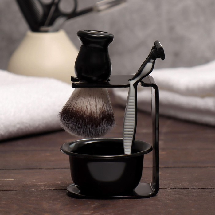 Набор для бритья &laquo;PREMIUM SHAVE&raquo;, 3 предмета, подарочная упаковка, цвет чёрный