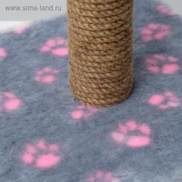 Когтеточка "Радость" на подставке, 30 х 30 х 40 см, джут, серая с розовыми лапками Когтеточка "Радость" на подставке, 30 х 30 х 40 см, джут, серая с розовыми лапками