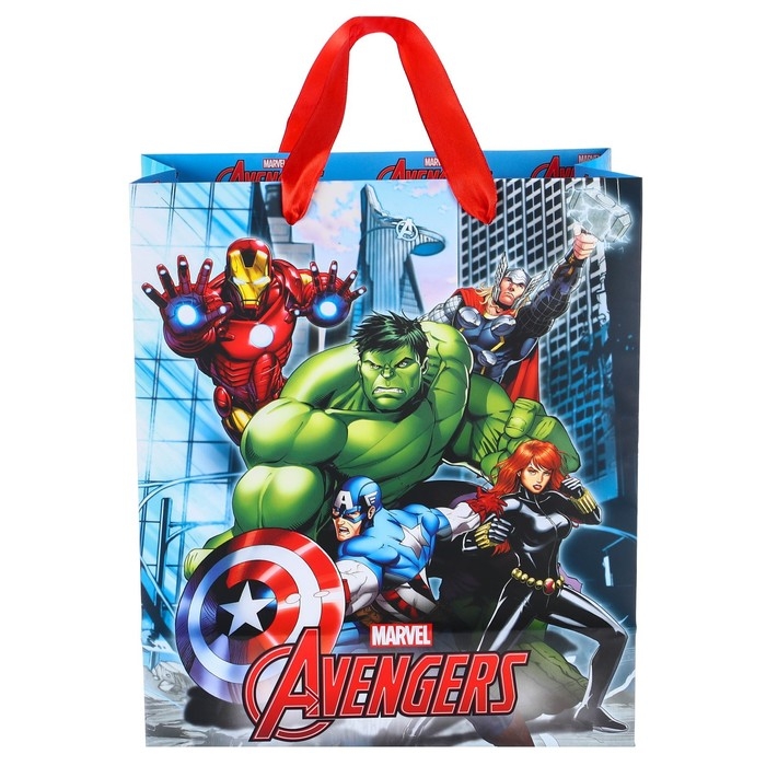 Пакет подарочный "Железный человек" 23х27х11.5 см, упаковка, Мстители