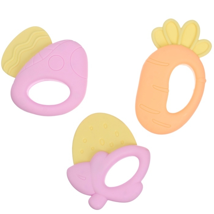 Набор прорезывателей силиконовых «Малышу», с погремушкой, 3 шт., Крошка Я Набор прорезывателей силиконовых «Малышу», с погремушкой, 3 шт., Крошка Я