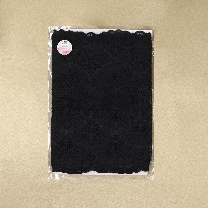 Кружевная эластичная ткань, 180 мм × 2,7 ± 0,5 м, цвет чёрный Кружевная эластичная ткань, 180 мм × 2,7 ± 0,5 м, цвет чёрный