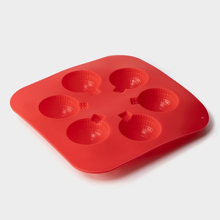 Форма для шоколада новогодняя Доляна «Шар», силикон, 15×15×2 см, 6 ячеек, цвет красный Форма для шоколада новогодняя Доляна «Шар», силикон, 15×15×2 см, 6 ячеек, цвет красный
