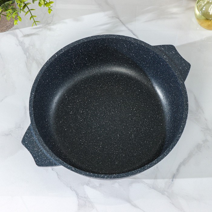 Жаровня &laquo;Гранит&raquo;, 3 л, d=26 см, h=8 см, антипригарное покрытие, стеклянная крышка, цвет серый