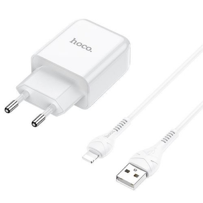 Сетевое зарядное устройство Hoco N2, 1хUSB, 2 А, кабель Lightning, 1 м, белое Сетевое зарядное устройство Hoco N2, 1хUSB, 2 А, кабель Lightning, 1 м, белое