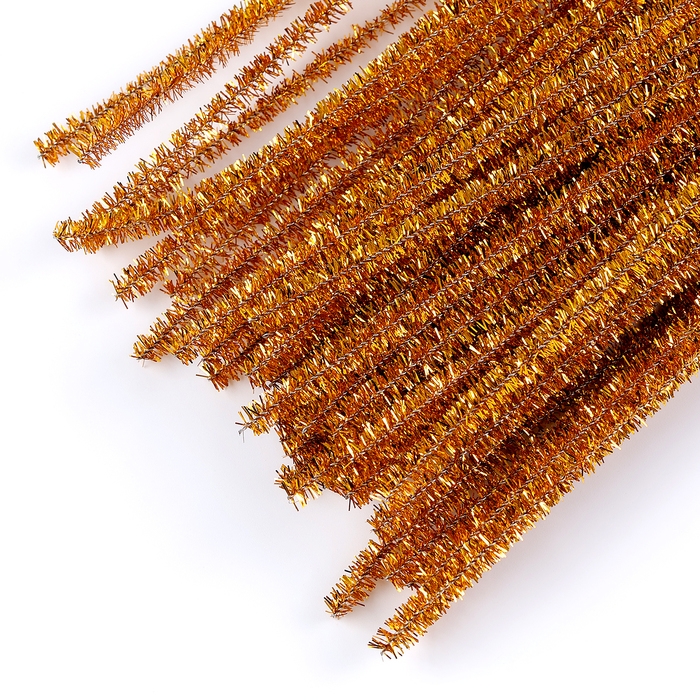 Проволока с ворсом для поделок &laquo;Блеск&raquo;, набор 50 шт, размер 1 шт: 30&times;0,6 см, цвет золотой