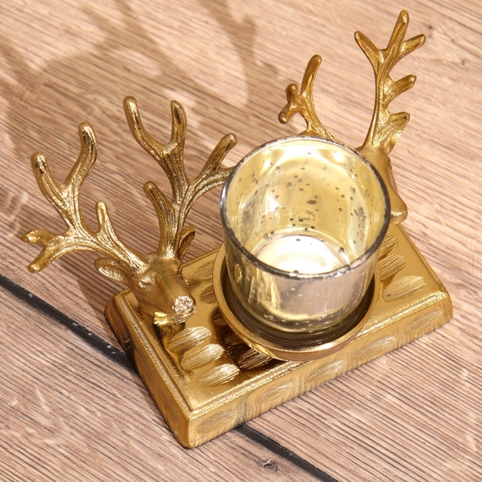 Подсвечник Подсвечник "Олени" алюминий 17х11х10 см