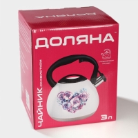 Чайник со свистком из нержавеющей стали Доляна &laquo;Лиса&raquo;, 3 л, с индикатором нагрева