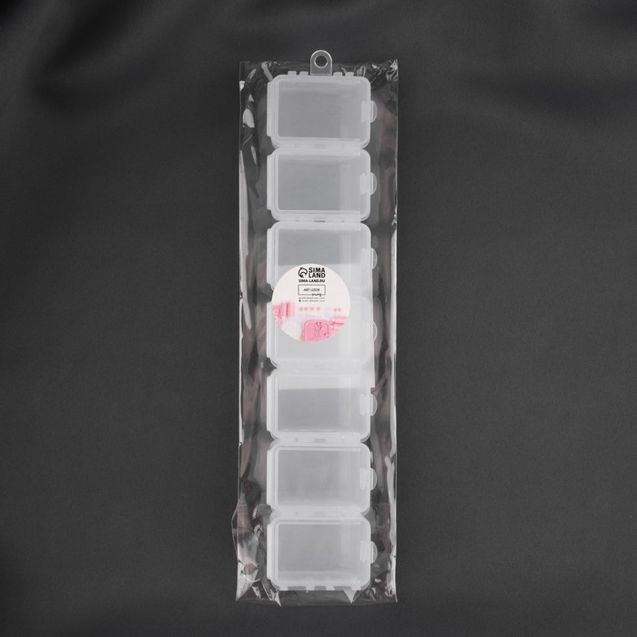 Органайзер для хранения мелочей, с подвесом, 7 съёмных отделений, 20,5 × 4,5 × 2 см, цвет прозрачный Органайзер для хранения мелочей, с подвесом, 7 съёмных отделений, 20,5 × 4,5 × 2 см, цвет прозрачный