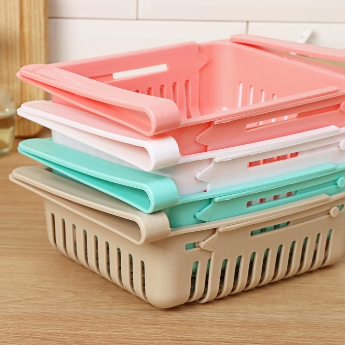 Полка подвесная в холодильник раздвижная Доляна, 20(28)×16,2×7,5 см, цвет МИКС Полка подвесная в холодильник раздвижная Доляна, 20(28)×16,2×7,5 см, цвет МИКС