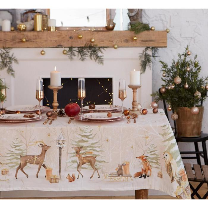 Скатерть новогодняя Этель "Christmas forest" Скатерть новогодняя 150*220 +/-3см с ГМВО, 100%хл, 190г/м2