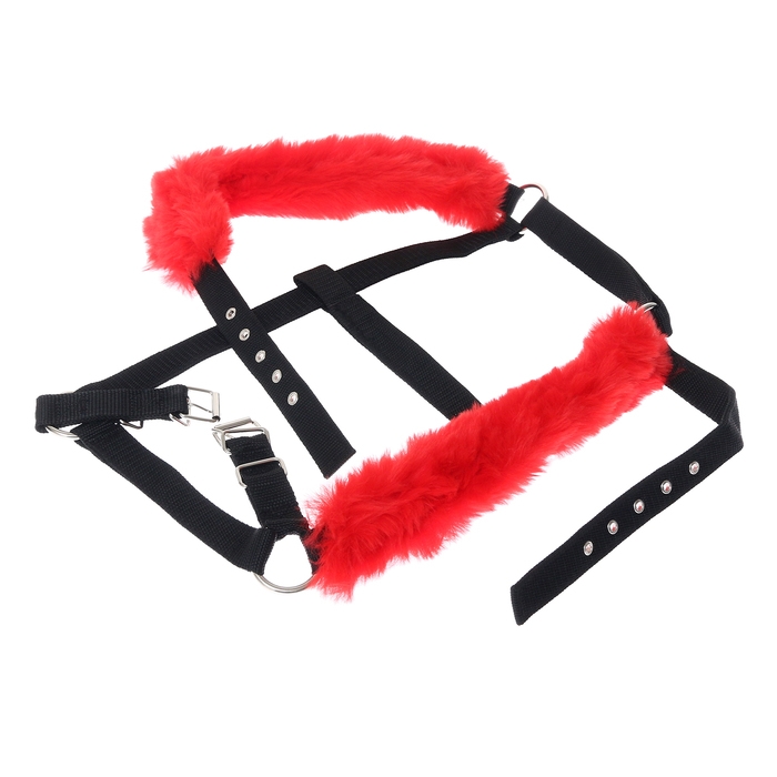 Недоуздок из нейлона с флисовым подкладом, регулируемый размер, черный Недоуздок из нейлона с флисовым подкладом, регулируемый размер, черный