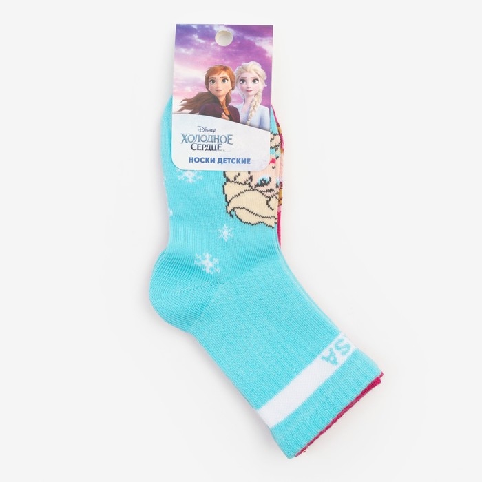 Набор носков «Холодное сердце», 2 пары, цвет розовый/голубой, 14-16 см Набор носков «Холодное сердце», 2 пары, цвет розовый/голубой, 14-16 см