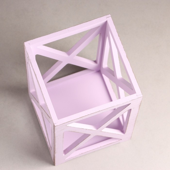 Кашпо деревянное 14×14×26 см Кашпо деревянное 14×14×26 см "Фонарь Хай-тек Прованс", Сиреневый