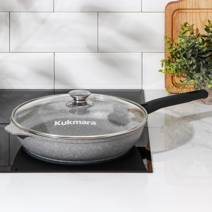 Сковорода, d=26 см, съёмная ручка, стеклянная крышка, антипригарное покрытие, цвет светлый мрамор Сковорода, d=26 см, съёмная ручка, стеклянная крышка, антипригарное покрытие, цвет светлый мрамор