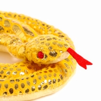 Мягкая игрушка &laquo;Змея&raquo;, цвет жёлтый, с золотыми вставками, 80 см