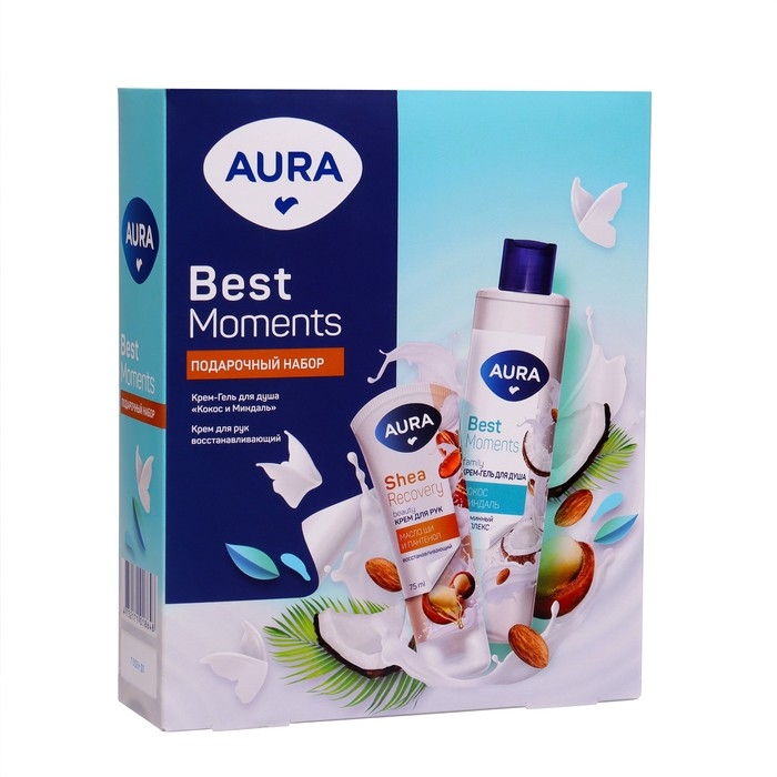 Подарочный набор косметики AURA Подарочный набор косметики AURA "Кокос и Миндаль: крем-гель для душа, 250 мл + крем для рук, 75 мл