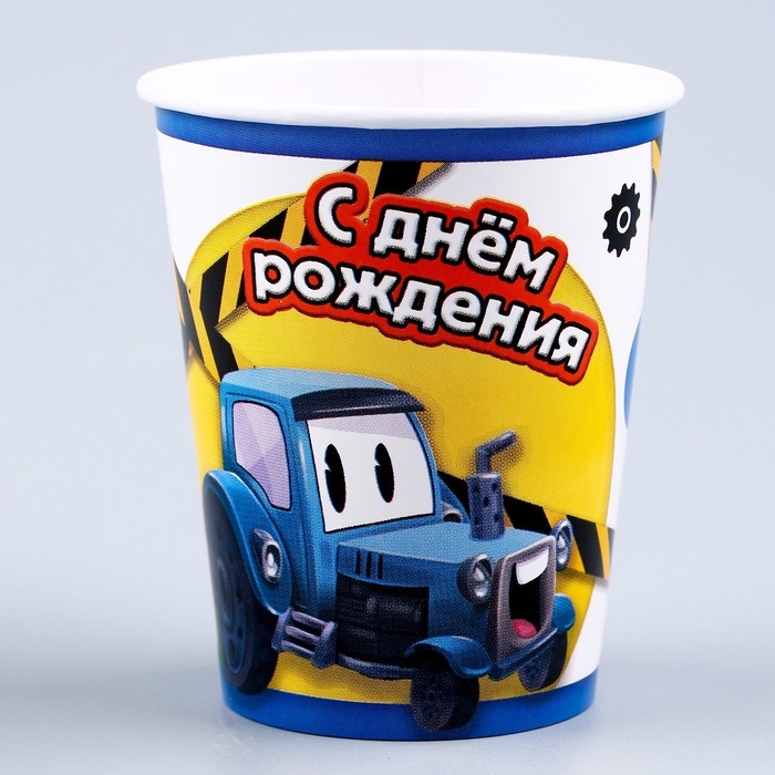 Набор бумажной посуды одноразовый Трактор&raquo;: 6 тарелок, 1 гирлянда, 6 стаканов