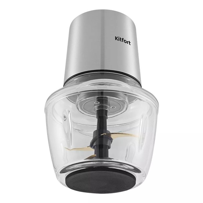 Измельчитель Kitfort КТ-3510, стекло, 300 Вт, 1 л, 2 скорости, серебристый