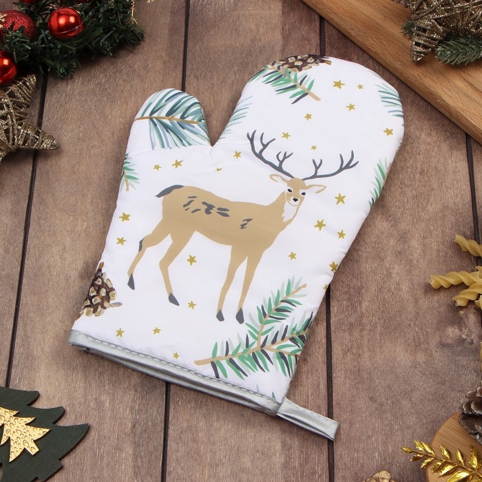 Новый год.Варежка Доляна Олени 26*16 см, 100% п/э Новый год.Варежка Доляна Олени 26*16 см, 100% п/э