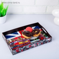 Поднос с ручками "Лондон", деревянный, 30х20х4,5см Поднос с ручками "Лондон", деревянный, 30х20х4,5см