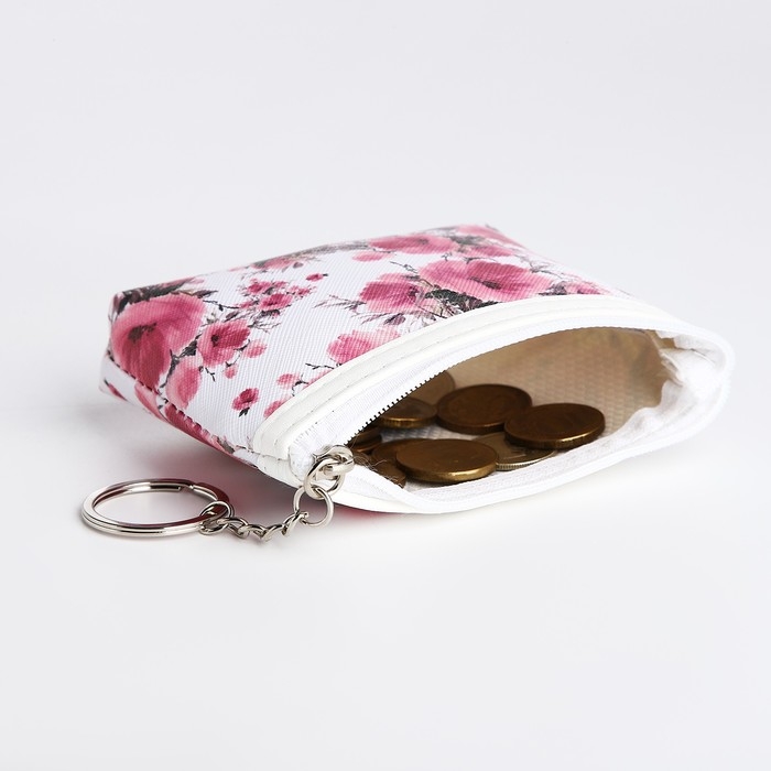 Кошелёк женский на молнии, цвет белый/розовый