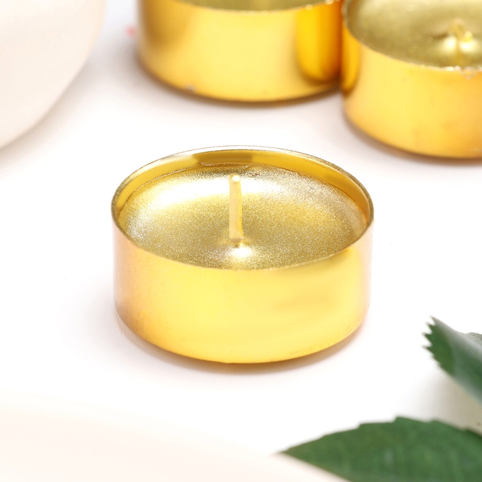 Набор свечей в гильзе Набор свечей в гильзе "Круг", 12 шт, металлик, золото