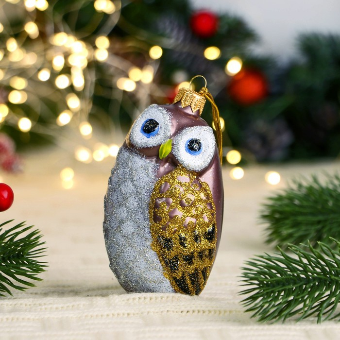 Ёлочная игрушка Ёлочная игрушка "Совушка" ручная роспись, 11 см, бело-серая