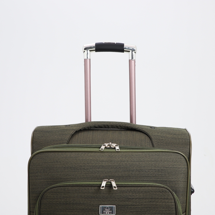 Чемодан большой 95 л (L), отдел на молнии, с расширением, кодовый замок, 4 колеса, наружный карман, цвет хаки