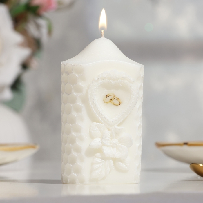 Свеча-цилиндр свадебная Свеча-цилиндр свадебная "Камея", белая, 6×11 см